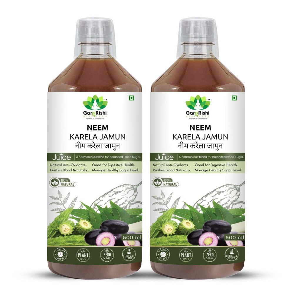 GargRishi Neem Karela Jamun Juice | Natural Ayurvedic Herbal Juice for Balanced Blood Sugar, Digestive Health, and Immunity Support | Rich in Antioxidants, Purifies Blood, Improves Skin (1000)