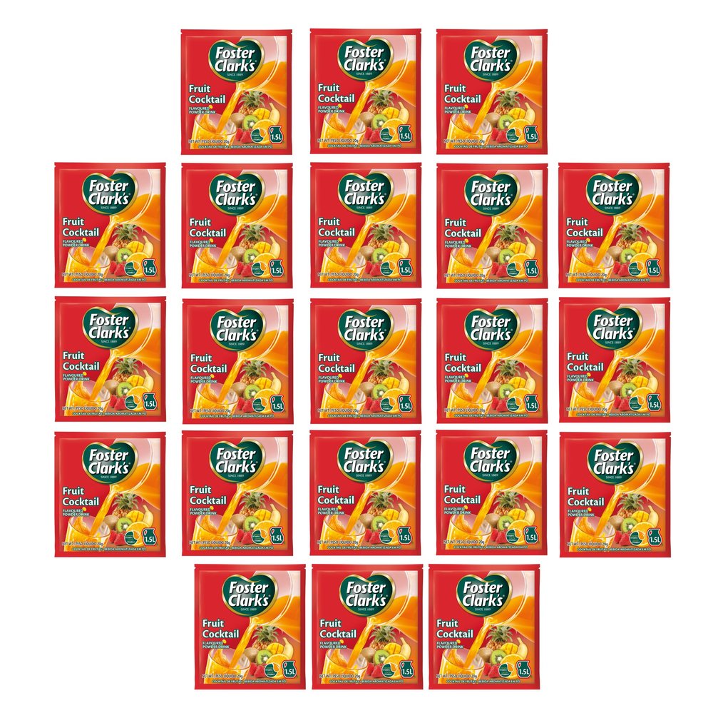 Foster Clark Fruit Cocktail Flavored Powder Drink 20g Packet - Makes 1.5L (21 x 20g) | Imported Drink Mixes | Rich Beverage Mix for Instant Refreshment