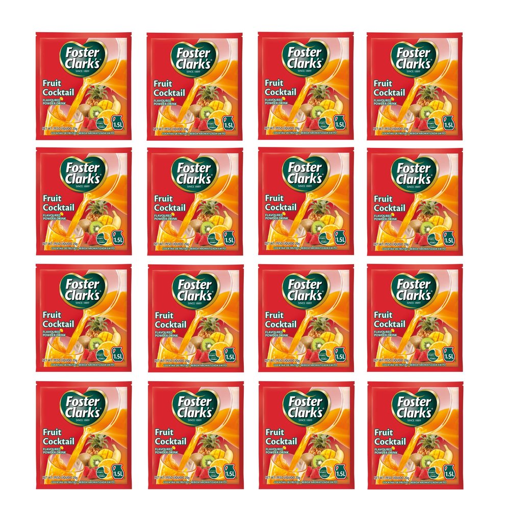 Foster Clark Fruit Cocktail Flavored Powder Drink 20g Packet - Makes 1.5L (16 x 20g) | Imported Drink Mixes | Rich Beverage Mix for Instant Refreshment