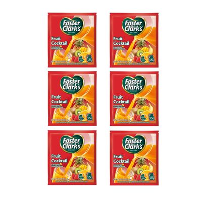 Foster Clark Fruit Cocktail Flavored Powder Drink 20g Packet - Makes 1.5L (6 x 20g) | Imported Drink Mixes | Rich Beverage Mix for Instant Refreshment