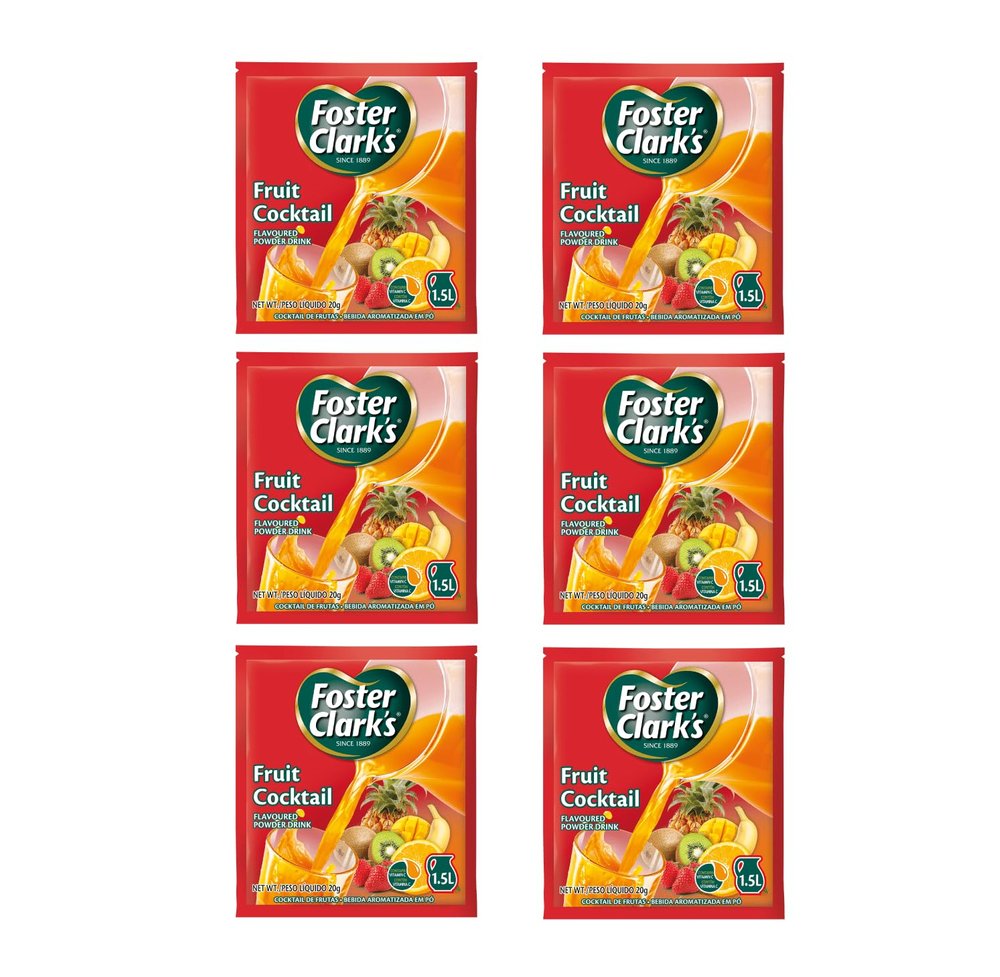 Foster Clark Fruit Cocktail Flavored Powder Drink 20g Packet - Makes 1.5L (6 x 20g) | Imported Drink Mixes | Rich Beverage Mix for Instant Refreshment