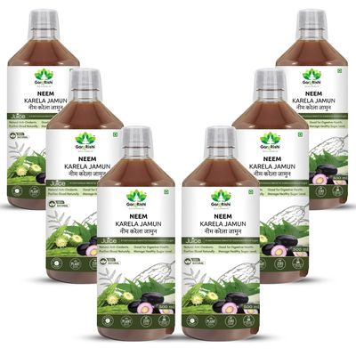 GargRishi Neem Karela Jamun Juice | Natural Ayurvedic Herbal Juice for Balanced Blood Sugar, Digestive Health, and Immunity Support | Rich in Antioxidants, Purifies Blood, Improves Skin (3000)