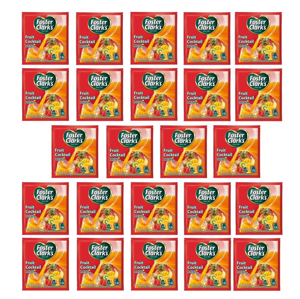 Foster Clark Fruit Cocktail Flavored Powder Drink 20g Packet - Makes 1.5L (24 x 20g) | Imported Drink Mixes | Rich Beverage Mix for Instant Refreshment
