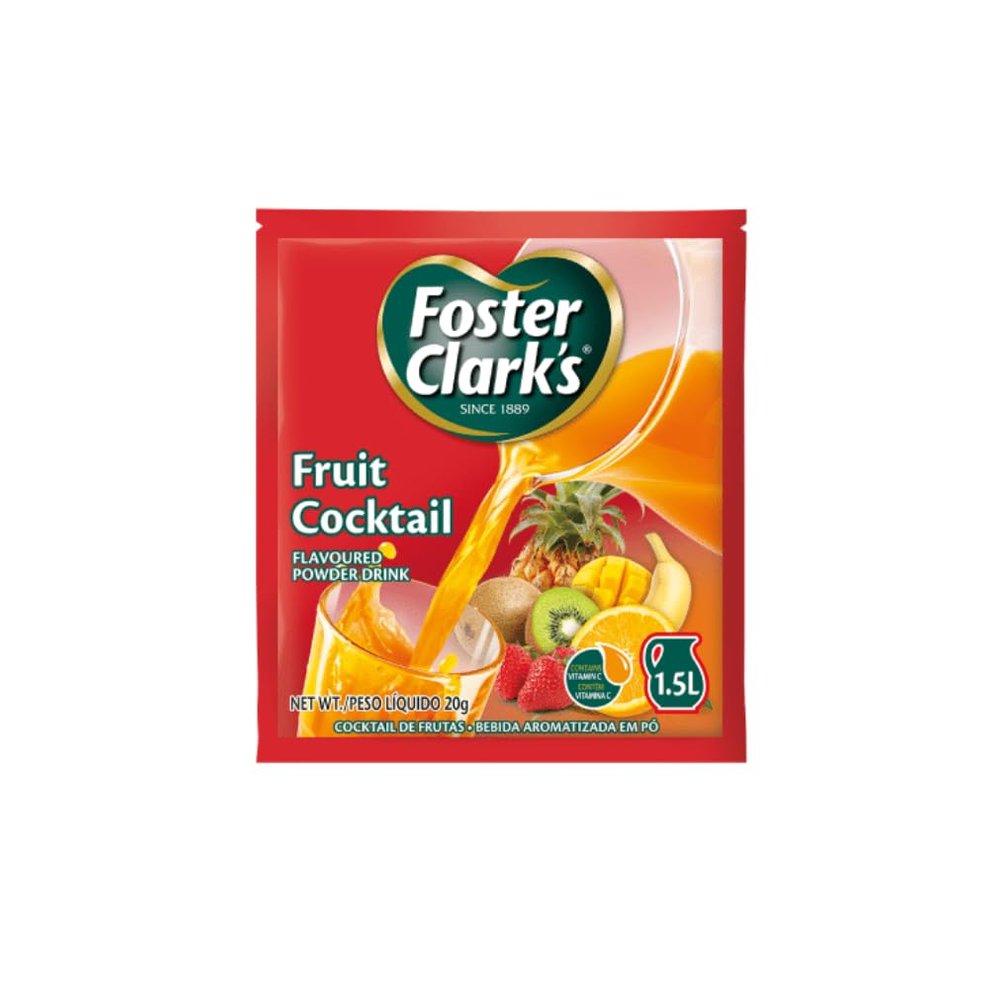 Foster Clark Fruit Cocktail Flavored Powder Drink 20g Packet - Makes 1.5L (1 x 20g) | Imported Drink Mixes | Rich Beverage Mix for Instant Refreshment