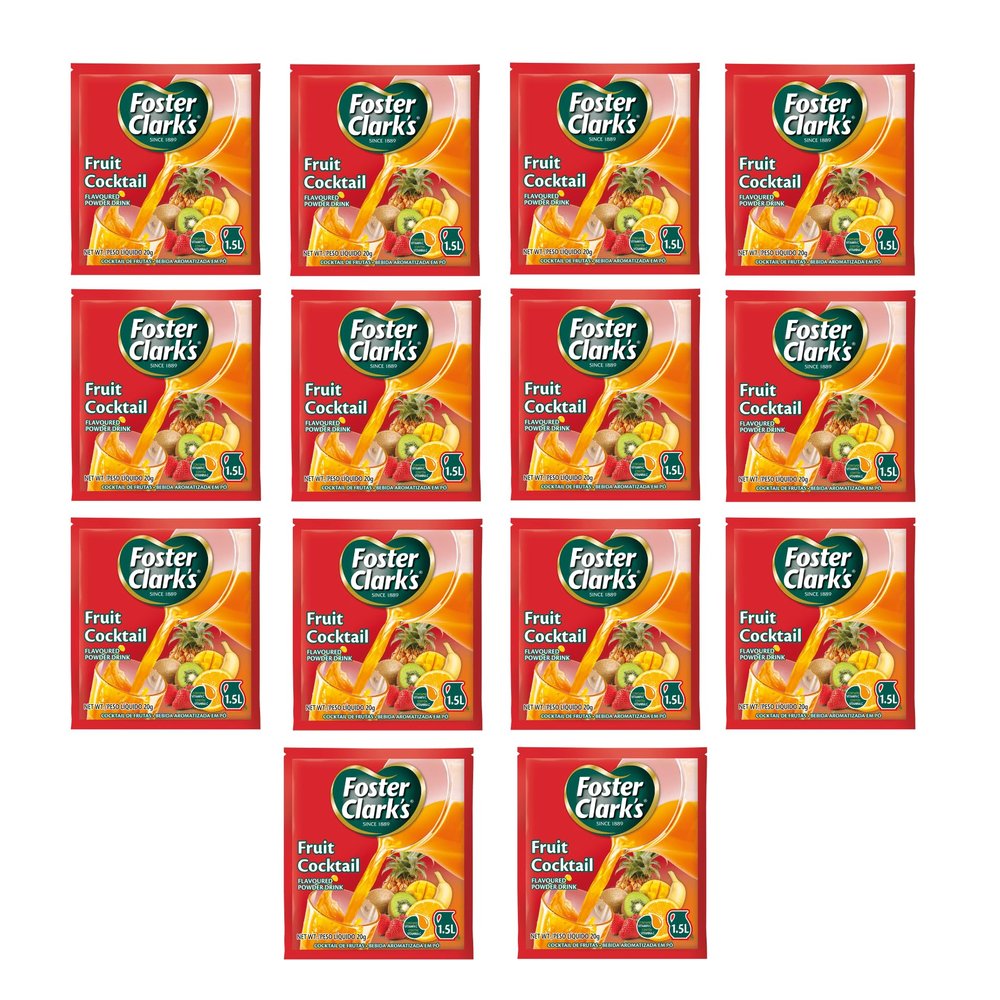 Foster Clark Fruit Cocktail Flavored Powder Drink 20g Packet - Makes 1.5L (14 x 20g) | Imported Drink Mixes | Rich Beverage Mix for Instant Refreshment