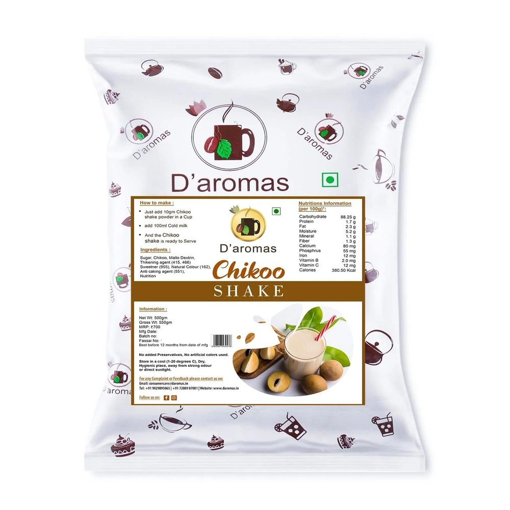 D'aromas Chikoo Shake Premix Powder 3.5kg, 100% Vegetarian Instant Delicious Milkshake, Ready Mix Powder Ideal For Home, Parties,Wedding, Cafe, Restaurant (Each 500gm) (Pack Of 7)