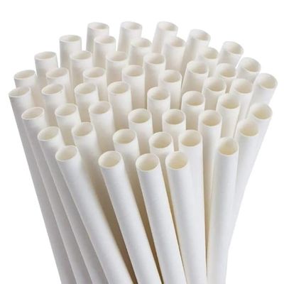 D'aromas White Paper Straw 12mm (Pack of 50) Sustainable Disposable, Sturdy Paper Drinking Straws for Boba, Smoothie, Thick Shakes & Party Supplies Decoration