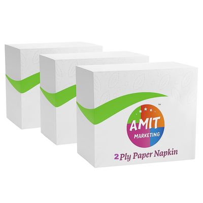 Amit Marketing Premium Tissue Paper Napkin 2 Ply I Made of Virgin Pulp I Soft, Strong and Highly Absorbent I for Restaurant Home Office Party Wedding & Events I 33X33 cm I White - 50 PullsXPack of 12