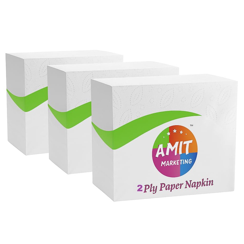Amit Marketing Premium Tissue Paper Napkin 2 Ply I Made of Virgin Pulp I Soft, Strong and Highly Absorbent I for Restaurant Home Office Party Wedding & Events I 33X33 cm I White - 50 PullsXPack of 12