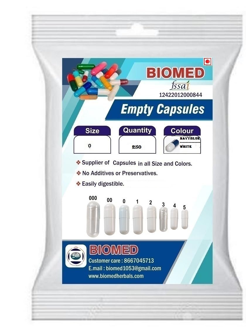 Empty Gelatin Capsules Size 0 NAVYBLUE/WHITE (250)