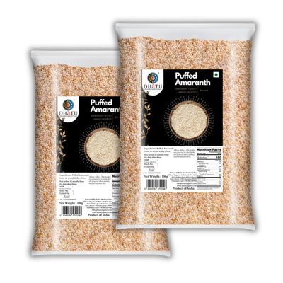 Dhatu Organics Puffed Amaranth, 100g, (Pack of 2) | Gluten Free Rajgira | Puffed Amaranth Seeds for Eating
