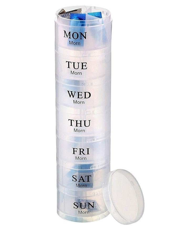 CLICKSWIFT Portable Medicine Storage Pill Pro Organizer With 7 Single Box And 3 & 4 Daily Compartments Travel Medicine, Waterproof, Healthcare Pill Box Transparent Color 1 Pcs