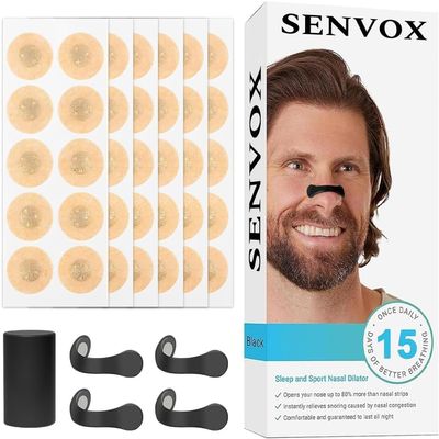Senvox Breathing Nasal Strip | Anti Snoring Nose Clip For Boost Oxygen Intake, Reduce Snoring, Improve Sleep Quality | Breath Fresheners Strips | Skin Safe, Extra Strength & Snoring Solution Strips (15)