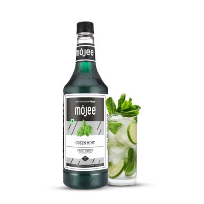 Mojee Green Mint Syrup | Refreshing & Cool Mint-Flavored Syrup for Mocktails, Cocktails, Lemonades & Beverages | Bar & Caf Essential  1L