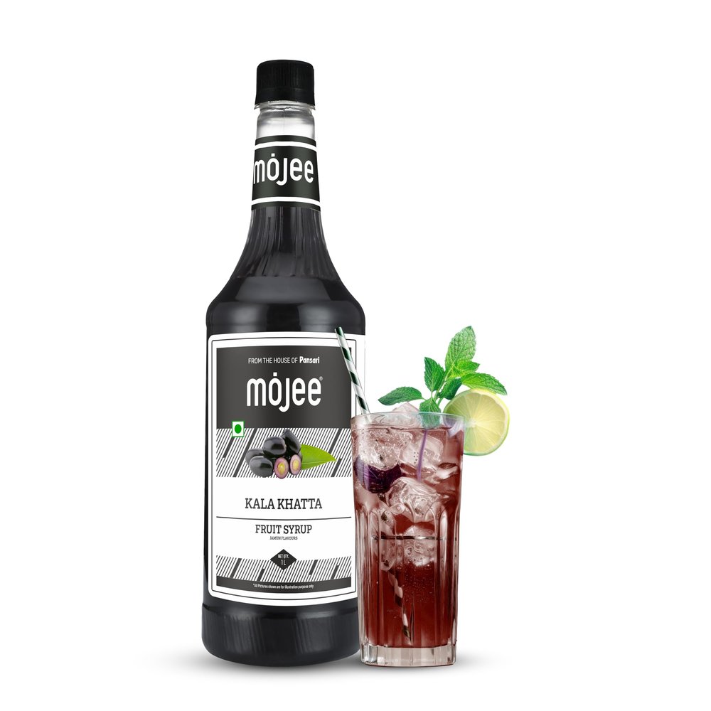 Mojee Kala Khatta Syrup | Tangy & Sweet Jamun-Flavored Syrup for Mocktails, Cocktails, Slushies & Refreshing Drinks | Bar & Caf Essential  1L