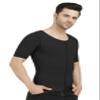 Dermapress Gynecomastia Compression garment with Short Sleeve| MICROPOLY FABRIC | Front Zip and Hook Closer| Tomboy Chest Binder| Chest, Abdomen & Back Support for Men| (Black, L) view 3