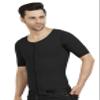 Dermapress Gynecomastia Compression garment with Short Sleeve| MICROPOLY FABRIC | Front Zip and Hook Closer| Tomboy Chest Binder| Chest, Abdomen & Back Support for Men| (Black, L) view 4