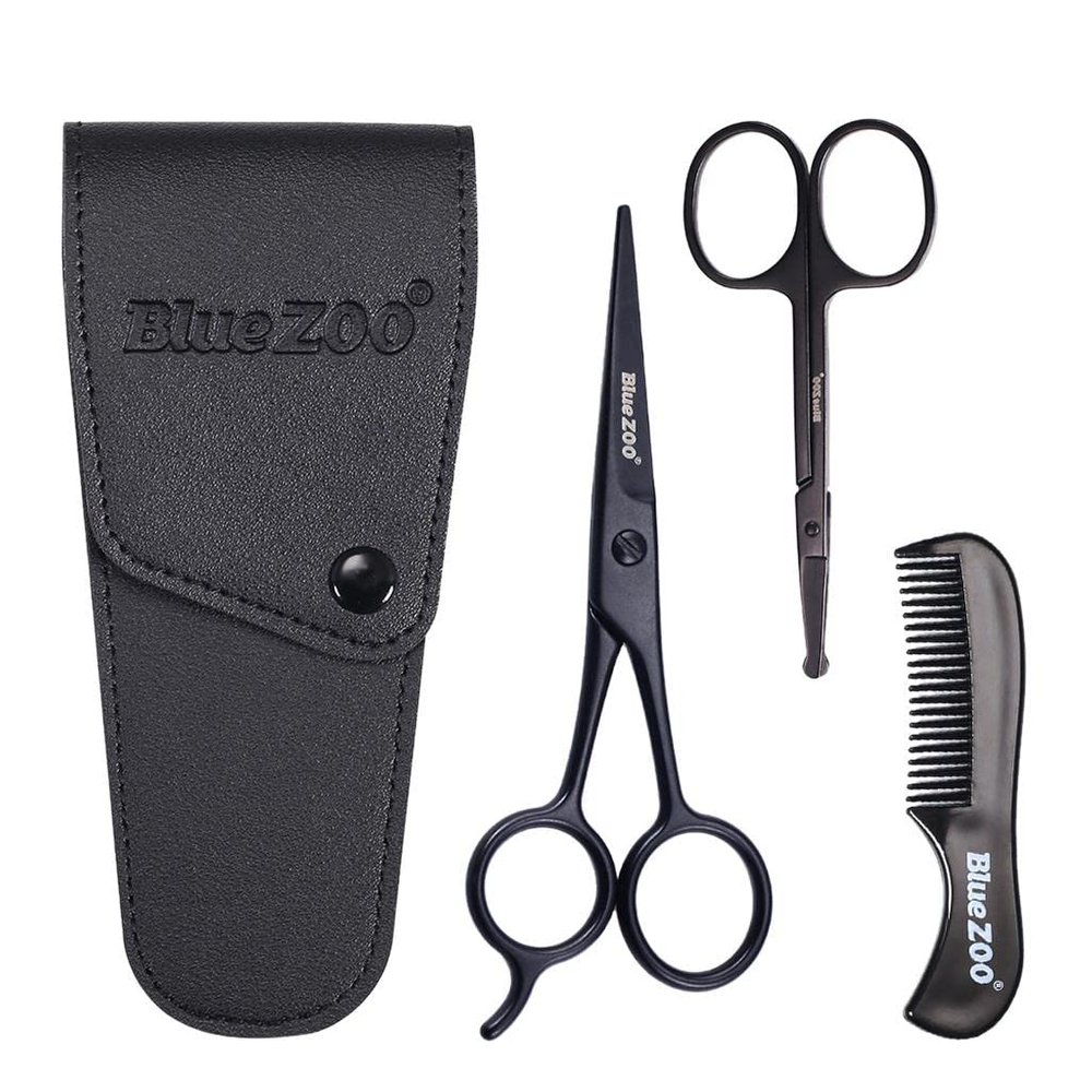 Nose Beard Mustache Scissors and Comb Set for Men Women Care With Bag Black Health & Beauty/Shaving & Hair Removal/Clippers & Trimmers