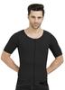Dermapress Gynecomastia Compression garment with Short Sleeve| MICROPOLY FABRIC | Front Zip and Hook Closer| Tomboy Chest Binder| Chest, Abdomen & Back Support for Men| (Black, 4XL) view 1