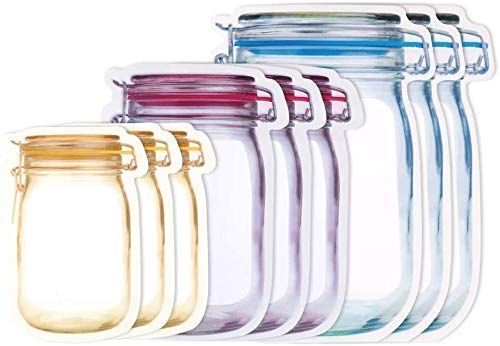 SHOPARAM New 9 Pcs Mason Jar Bottles Bag, Jar Pouch for Food Storage Pouch for Fridge Ziplock Reusable Airtight Seal Storage Leakproof Food Saver for Picnic (9pcs)