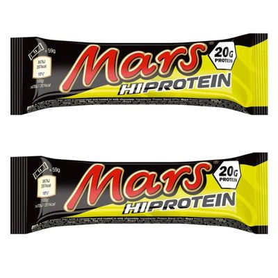 Mar's Hi Protein Bar - High Protein Energy Snack with Caramel, Nougat and Real Milk Chocolate - Contains 20g Protein, 59g (Pack of 2)