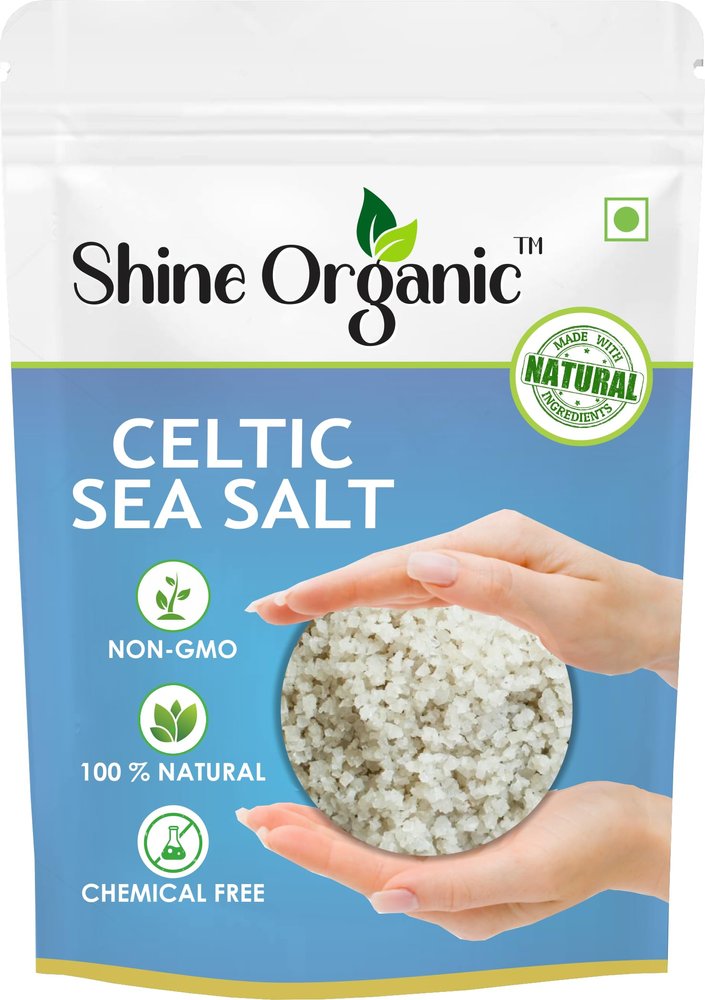 Shine Organic Celtic Sea Salt 500gm  Natural, Unrefined, Mineral-Rich Pure Natural Sea Salt for Cooking, Baking,
