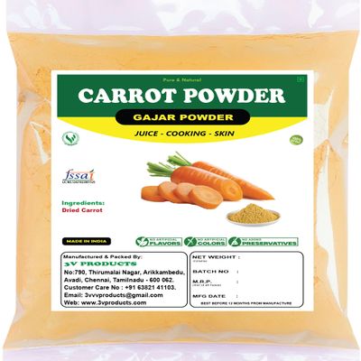 3V PRODUCTS Carrot Powder 150Gm | Gajar | Dehydrated, 100% Pure, Freshly Ground, Delicious Great for Juice, Cooking, Soup, Baking & Skin (Pack Of 1)