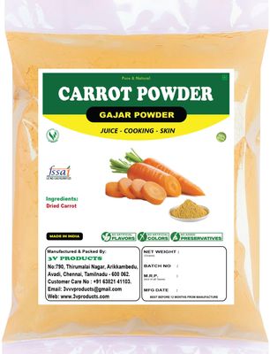 3V PRODUCTS Carrot Powder 100Gm | Gajar | Dehydrated, 100% Pure, Freshly Ground, Delicious Great for Juice, Cooking, Soup, Baking & Skin (Pack Of 1)