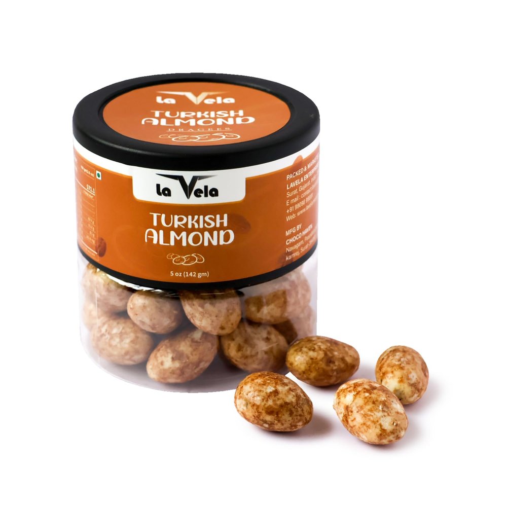 la Vela Almond Dragees | 142g (5oz) Jar | White Chocolate Coated Roasted | Premium Gift Box for Festivals, Birthdays & Special Occasions, Snacking &Desserts (142 Gram, Turkish)