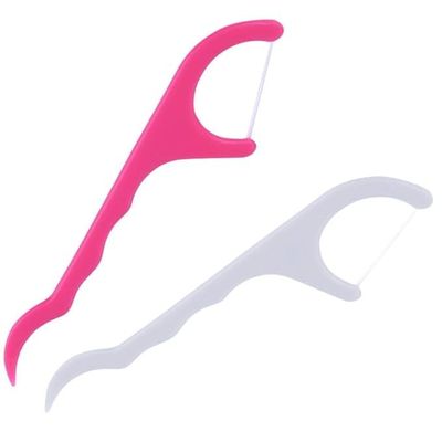 AZLVERA Dental Floss Pick with Handle, Pink and White, Pack of 20