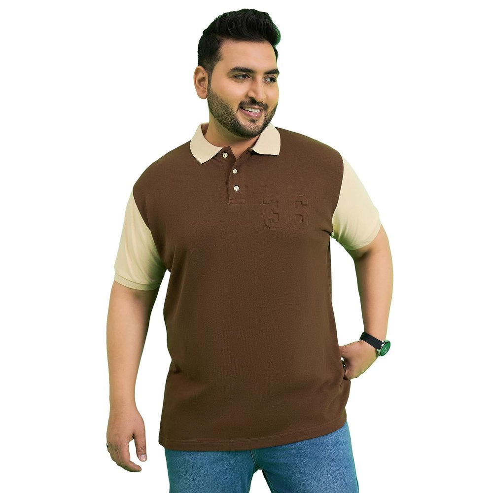 Bigbanana Men's Plus Size Solid Brown Polo Tshirt (Brusque,Brown,7XL)