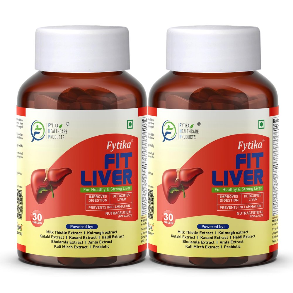 Fytika Fit Liver - 30 Tablets each (Pack of 2) | Liver Detox Supplement | Liver Detox with Milk Thistle, Kalmegh, Kutaki, Kasani, Haldi | For Men & Women