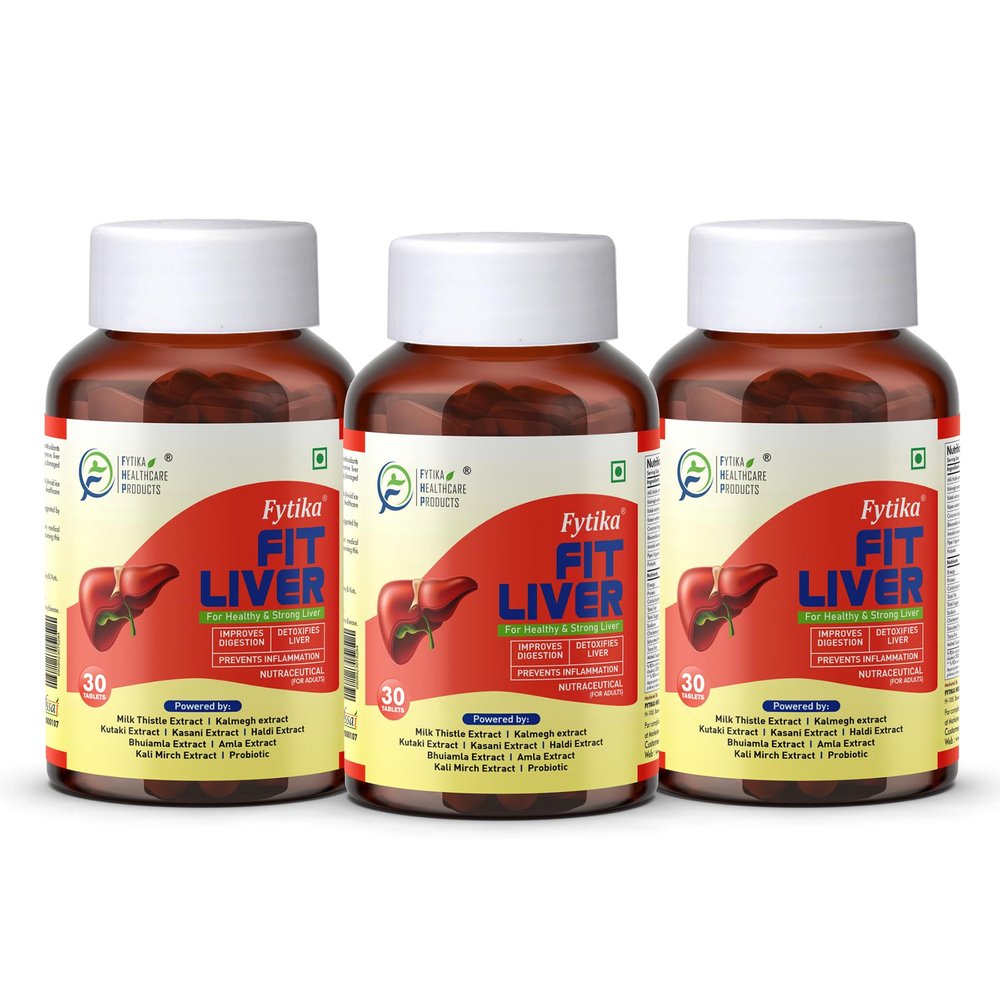 Fytika Fit Liver - 30 Tablets each (Pack of 3) | Liver Detox Supplement | Liver Detox with Milk Thistle, Kalmegh, Kutaki, Kasani, Haldi | For Men & Women