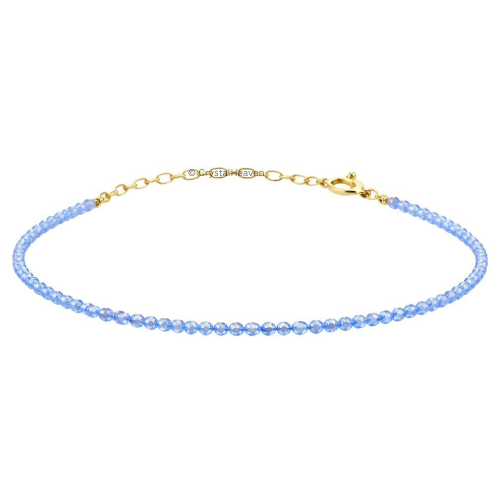 Certified Blue Chalcedony Bracelet for Women Men with Healing Crystal and Reiki Stone - Beautiful Gemstone 2mm Faceted Beaded Bracelet for Balance, Harmony & Positive Energy