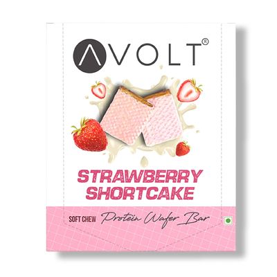 Avolt Strawberry Protein Bars with 15.2g Protein | Pack of 6 x 50g each | High-Protein Shortcake Wafer Bars with Almond Paste, Fiber & Multigrains | Guilt-Free Snack for Fitness & Immunity