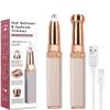 2-in-1 Rechargeable Electric Hair Remover and Eyebrow Trimmer, 18K Gold Plated, Built-in Light, Rose Gold (GOLD) view 1
