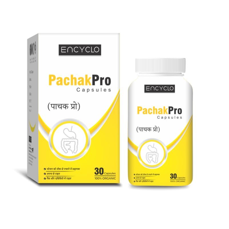 ENCYCLO ESSENTIALS PachakPro Capsules - Natural Digestive Support Supplement| Enhances Digestion| Reduces Bloating & Gas| Promotes Gut Health| 30 capsules