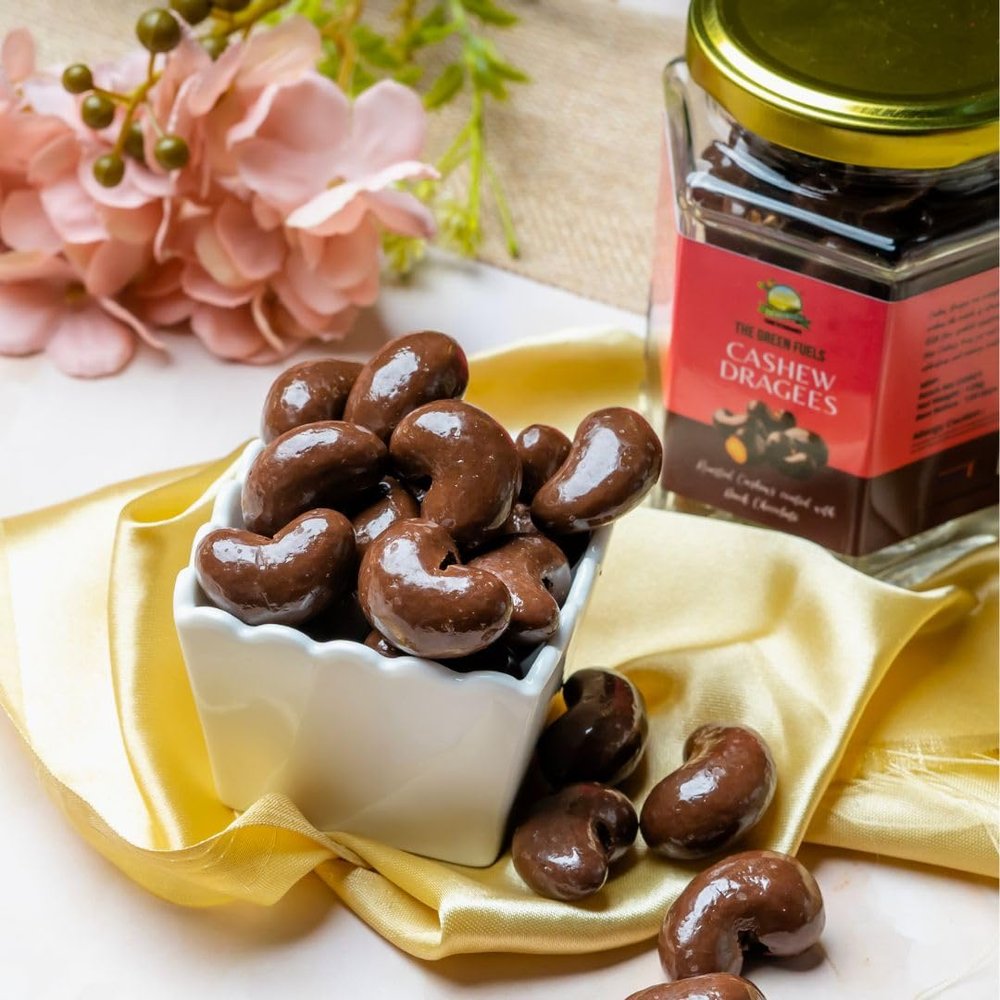 Chocolate Coated Cashew Dragees, Premium Whole Cashews, 125g