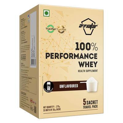 avvatar PERFORMANCE WHEY PROTEIN | (5x35g) Travel Pack | Unflavoured | 28g Protein