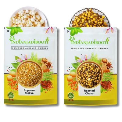 IndianJadiBooti Popcorn Makka - Bhune Chane [ 1 KG Each] | (Pack Of 2)