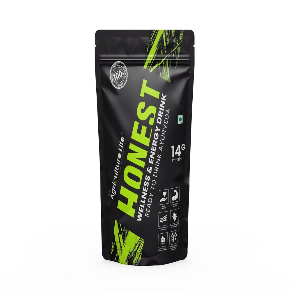 Honest Wellness Herbal Energy Drink | Caffeine-Free | 100% Natural Ayurvedic Stamina & Immunity Booster with Shilajit, Ashwagandha, 14g Plant Protein | Anti-Inflammatory | 100 Gms