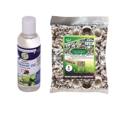 Agronix Combo of Coconut Cake Powder Fertilizer (5 KG) & Cold Pressed Extra Virgin Coconut Nariyal Oil (100ML)