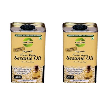 Agronix Combo of Cold Pressed Extra Virgin Sesame Til Oil (200ML)& Cold Pressed Extra Virgin Sesame Oil (200 ML)