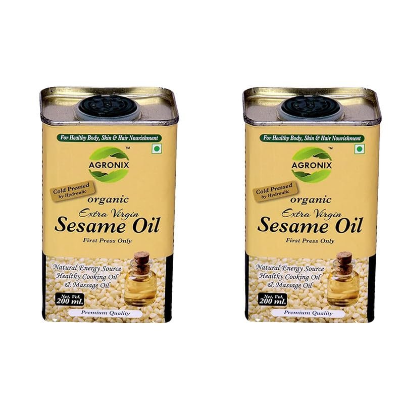 Agronix Combo of Cold Pressed Extra Virgin Sesame Til Oil (200ML)& Cold Pressed Extra Virgin Sesame Oil (200 ML)