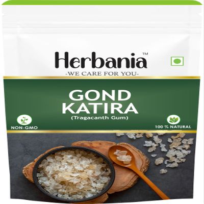 Herbania Edible Gond Katira Pure -, Tragacanth Gum Gond Katira High Cooling Properties,Natural Superfood (300 gm)