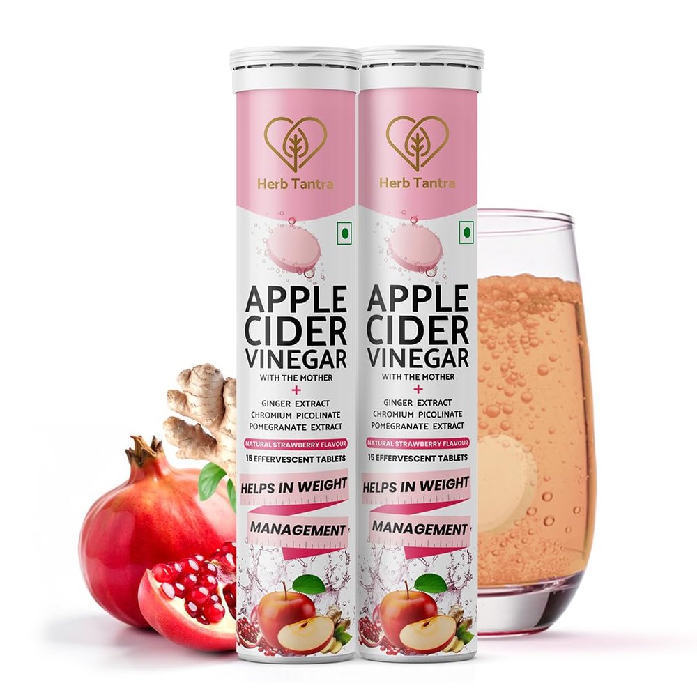 Herb Tantra Apple Cider Vinegar with mother | ACV With Chromium Picolinate | Supports Gut Health & Appetite Control | No Maltodextrin or Added Sugar | 30 Tablets