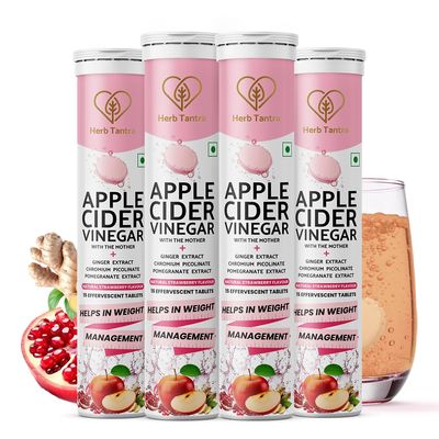 Herb Tantra Apple Cider Vinegar with mother | ACV With Chromium Picolinate | Supports Gut Health & Appetite Control | No Maltodextrin or Added Sugar | 60 Tablets