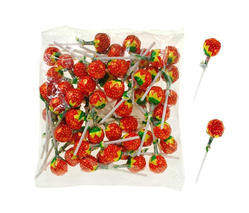 Strawberry Flavoured Lollipop | Sweet Candy | Fruit Flavoured Cadies - 50 Count