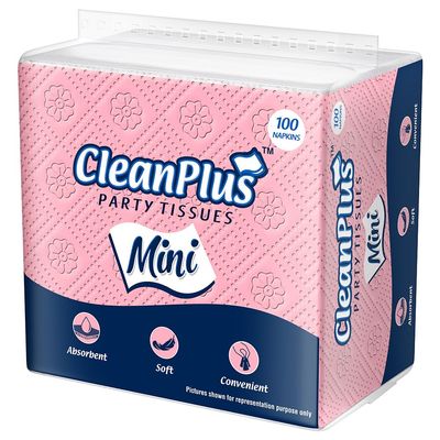 CleanPlus Party Tissues Mini: 100 Units 6 Packs