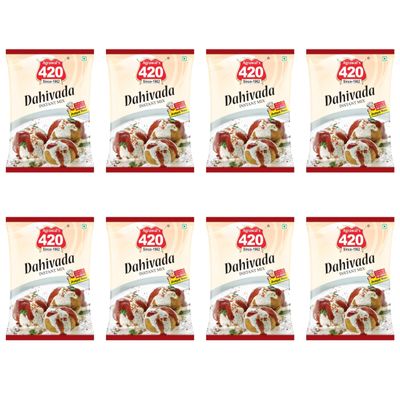 Agrawal's 420 Dahi Vada Mix | Authentic Instant Indian Snack | Easy to Prepare Crispy & Fluffy Vadas in Minutes | Pack of 8, 1600g (200gm each)